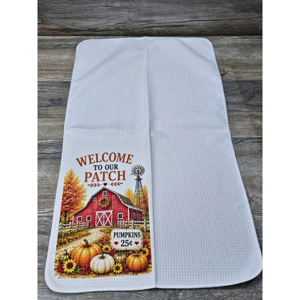 Welcome to Our Patch Fall Kitchen Towel Pumpkin Patch Farmhouse Decor